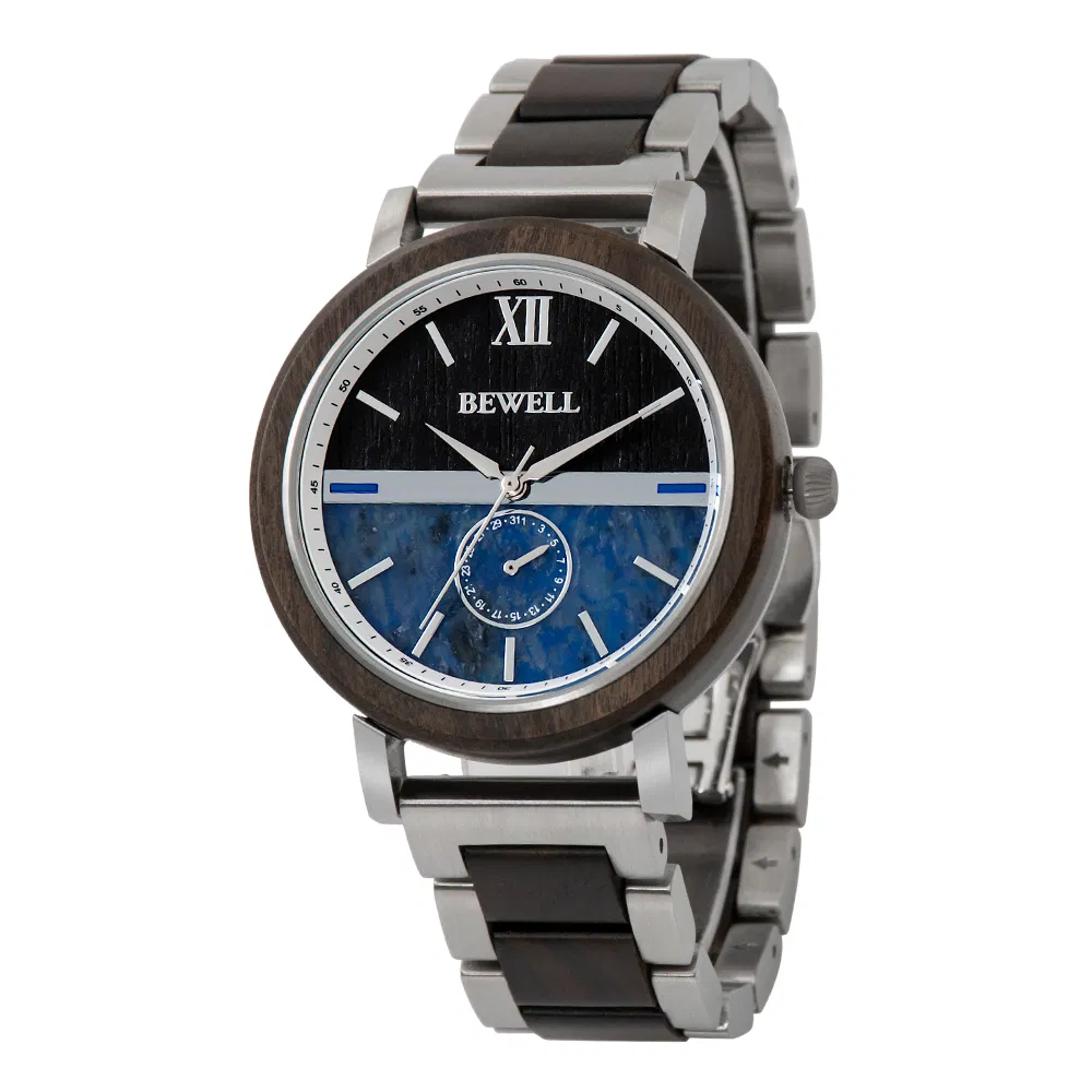 Watch Factory Bewell Stainless Steel Wristwatches with Wood & Marble Dial Custom Logo OEM Wrist Watch Relogio Masculino