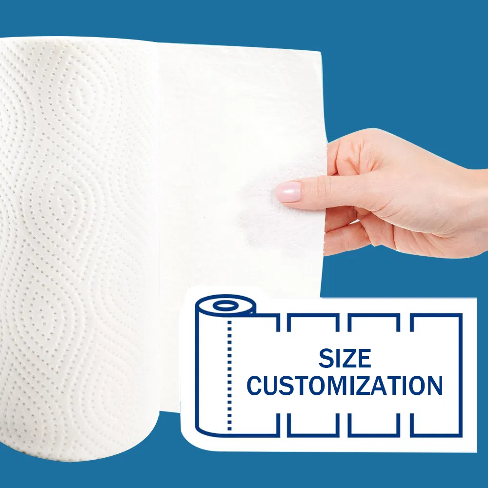 Factory Direct Sale Kitchen Paper Towel 2 Ply Virgin Wood Pulp Bleached Paper Towel Absorbent Kitchen Paper Roll