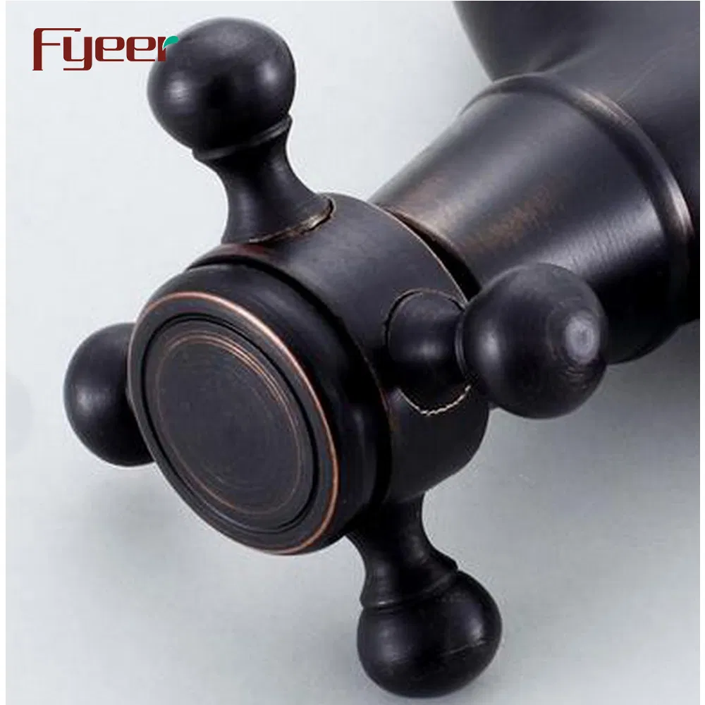 Fyeer Solid Brass Wall Mounted Black Bibcok with Cross Handle