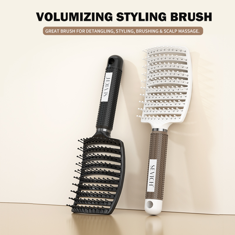 Hair Volume Brush Wholesale Custom Logo Durable Bristles Comfortable Grip Curved Hair Massage Brush