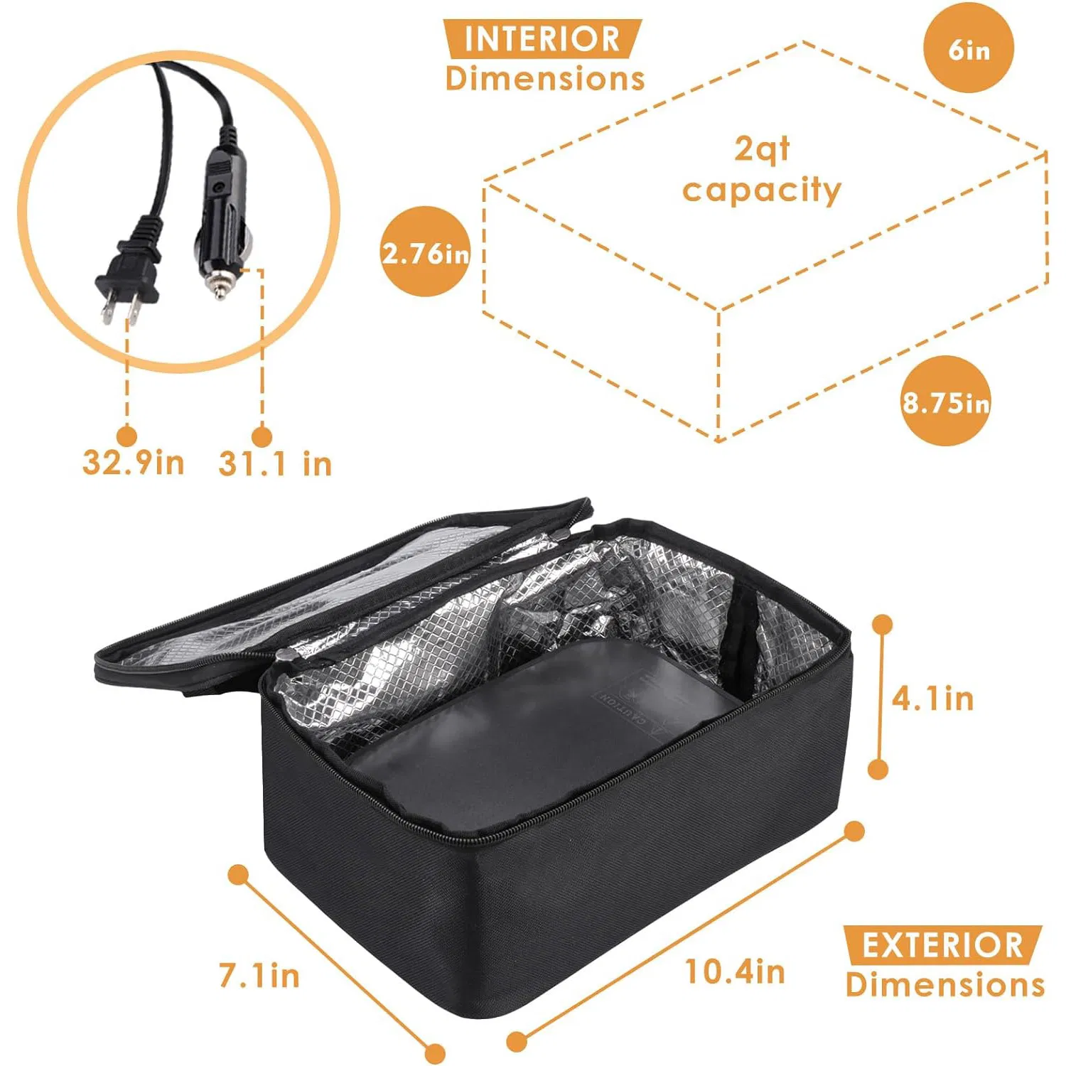 80W Electric Food Warmer Portable Mini Oven Heater for Car