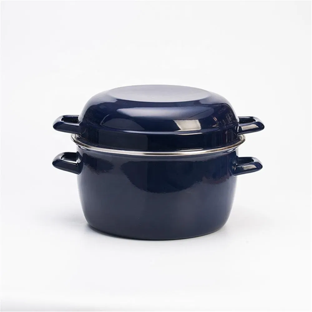 Red Enamel Mussel Pot for Home Cook Usage