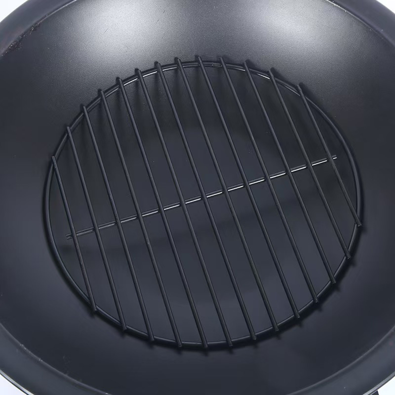 Fire Pit, Outdoor Fire Pit with Iron Art, Storage Shelf and Multi-Fuel