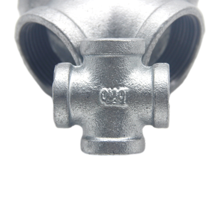 High Quality 3/4 Inch Malleable Iron 4 Way Pipe Fittings Cross Gi Banded BS NPT Thread Pipe Fitting