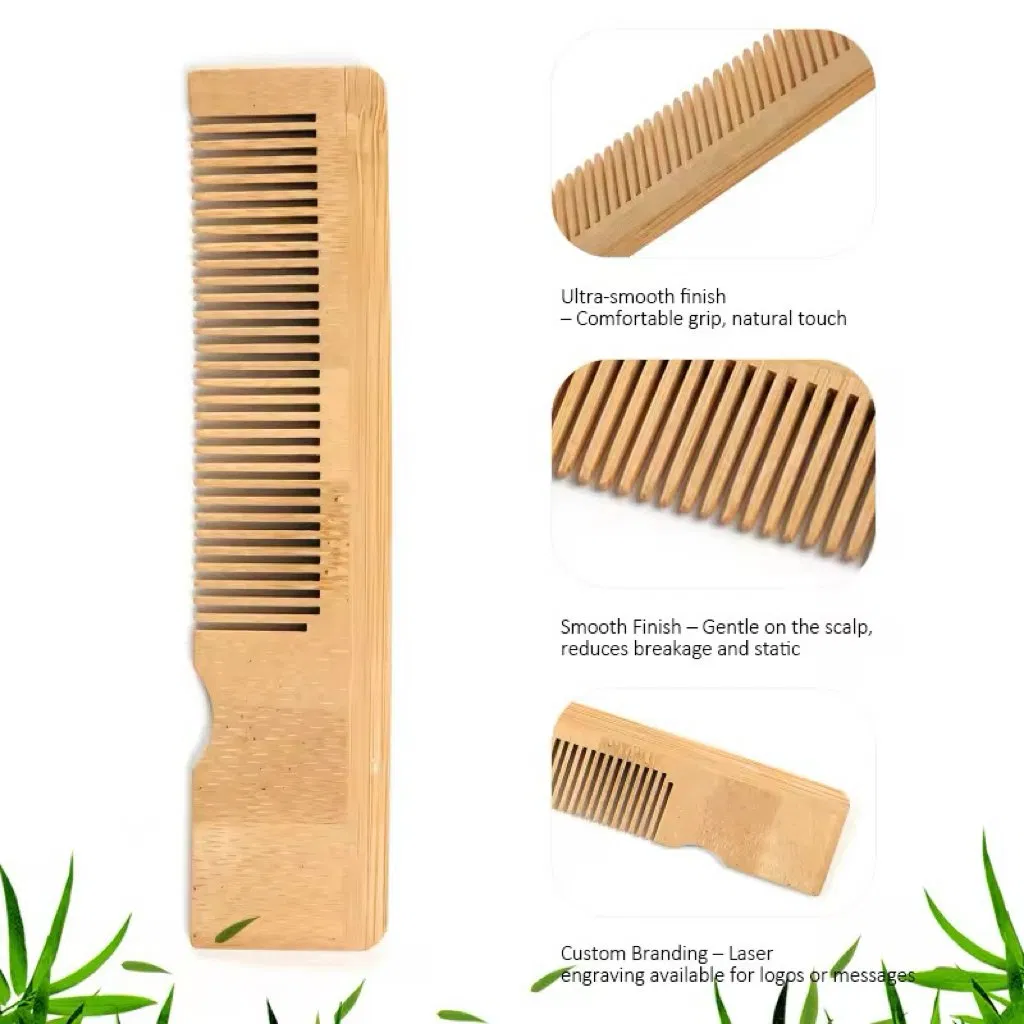 Wholesale Natural, Eco-Friendly, High-Quality Bamboo Hair Care Anti-Static Wide-Tooth Comb