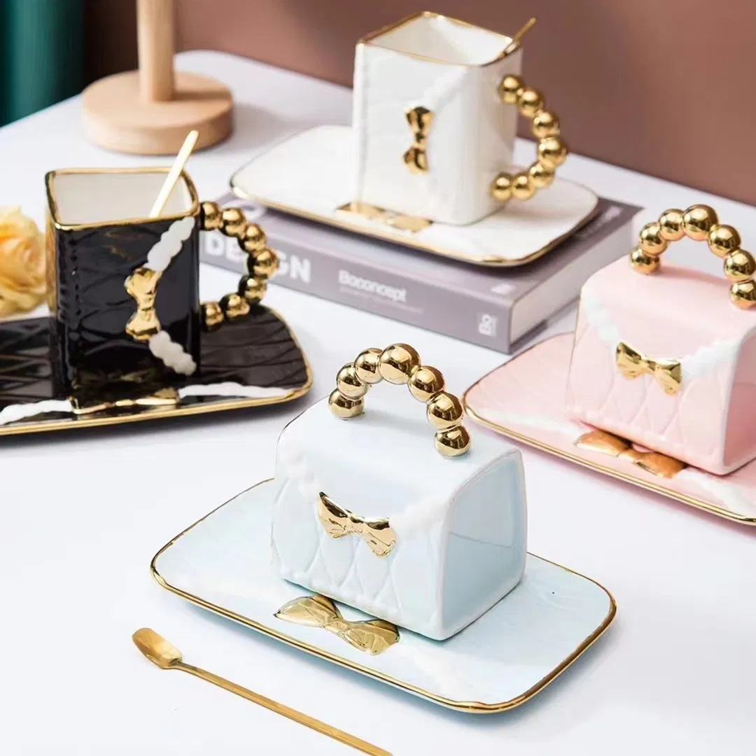 Керамическая кружка с блюдцем, подарочный набор