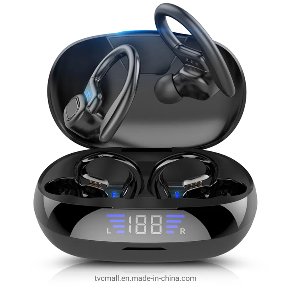VV2 Tws Wireless Earphones with Microphone Ear Hook HiFi Stereo Sports Headphones with LED Display