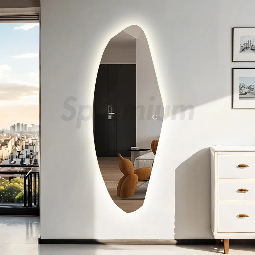 Unique Irregularly Shaped Dressing Mirror with Light for Elegant Spaces