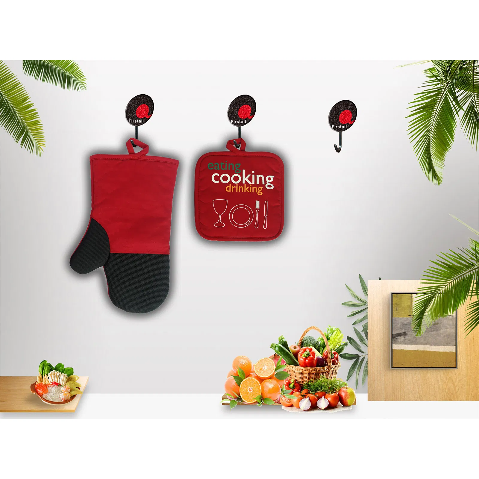High-Temperature Kitchen Heat Resistant Cooking Grill Insulating Anti-Hot Anti-Slip Oven Gloves Thickened Heat Resistant Baking Neoprene Oven Mitts-Potholder