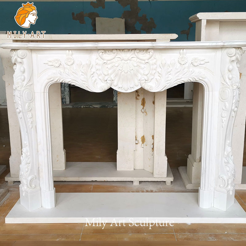 Custom Classical White Marble Stone Fireplace Surround for Sale