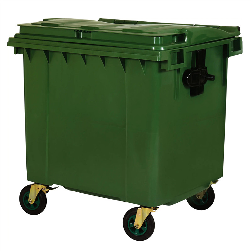Большой мусорный бак на колесах с крышкой