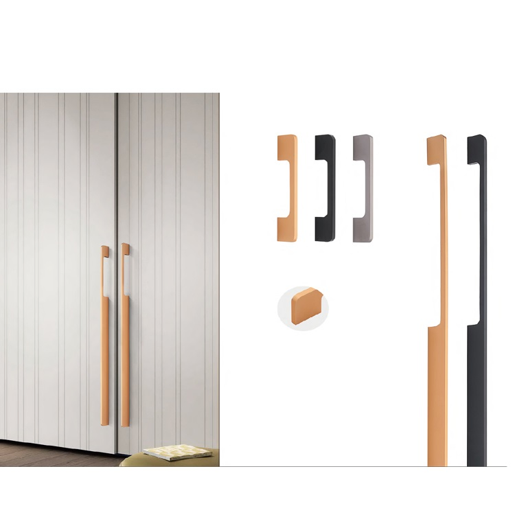 1500mm Aluminum Alloy Long Wardrobe Handles Modern Bedroom Furniture Handles Bow Curved Arch Pull,