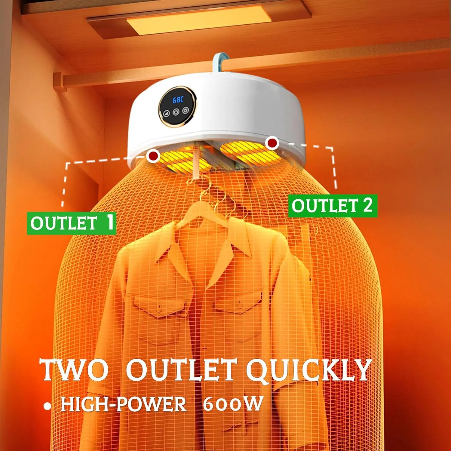 Ds-1082 Portable Clothes Dryer, Portable Dryer for Laundry, with Remote Control, Small Electric Dryer with Dryer Bag for Travel, Apartment, Home