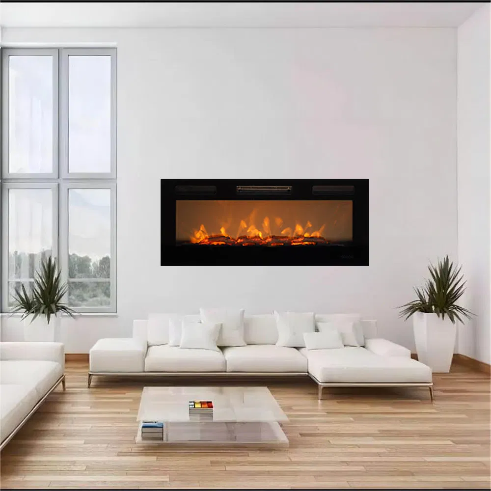 Customized Size Screen Video Flame Artificial Electric Fireplace with Burning Sound and Logs