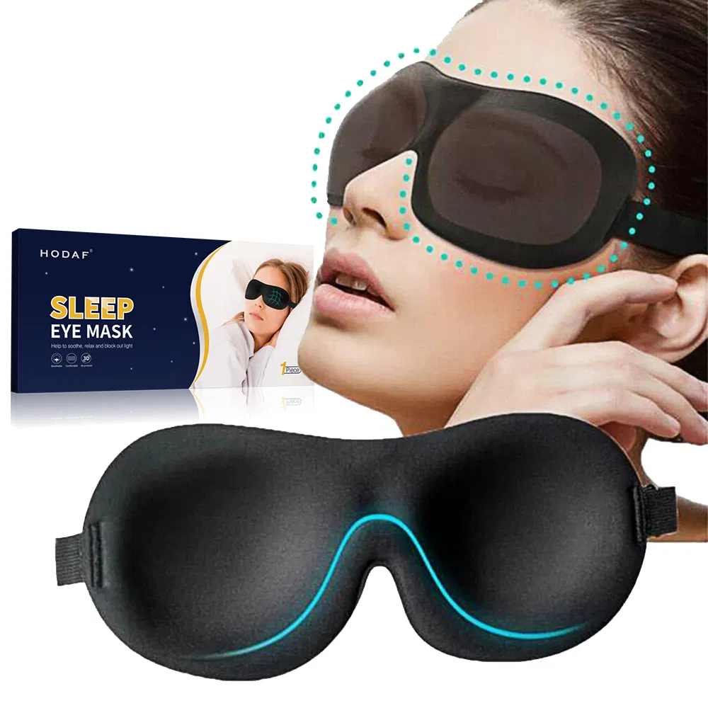 Wholesale Private Label 3D Contour Black Foam Sleep Eye Mask Travel Cotton