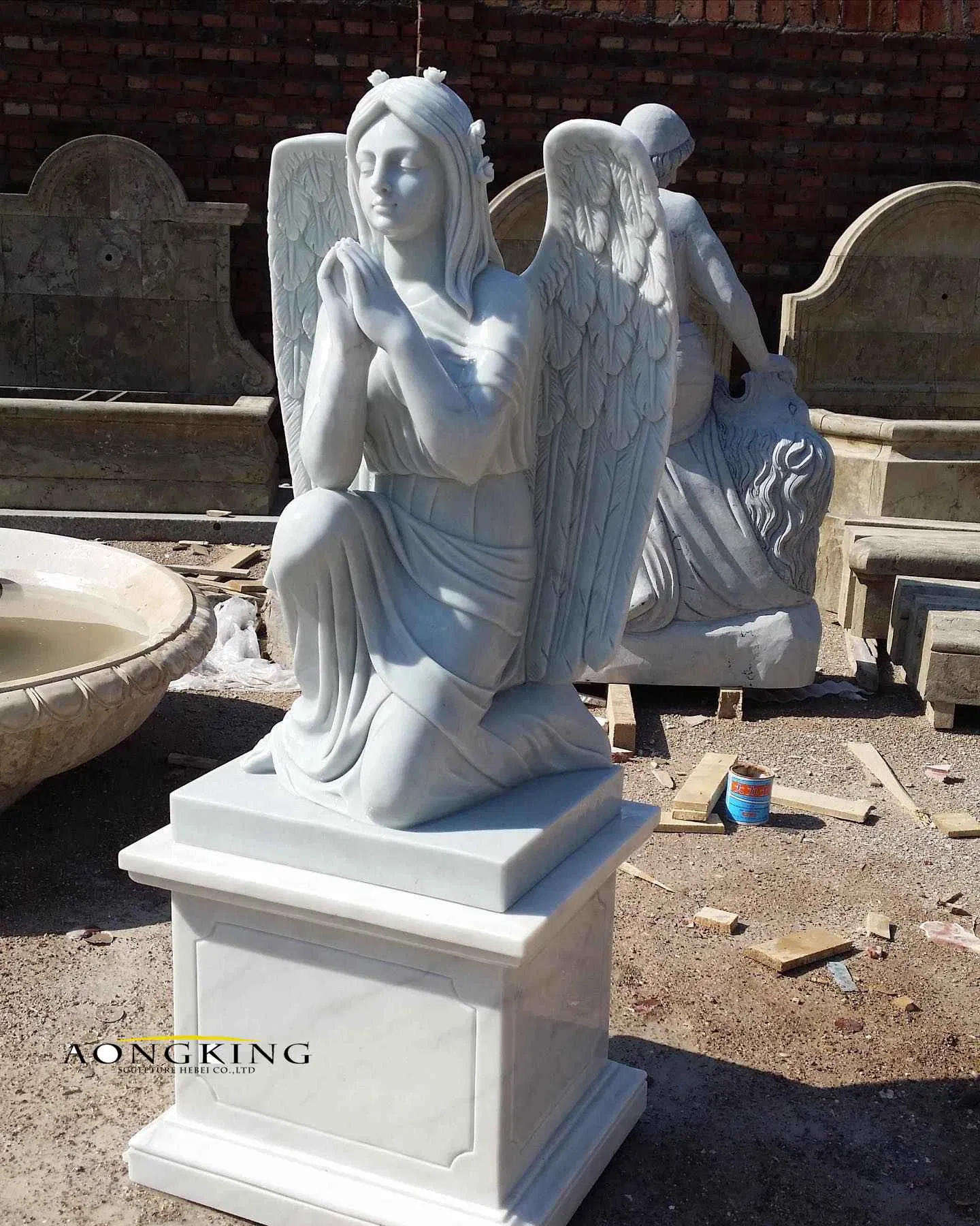 Hand-Crafts Simple Style Angel Marble Tombstone for Commemorate