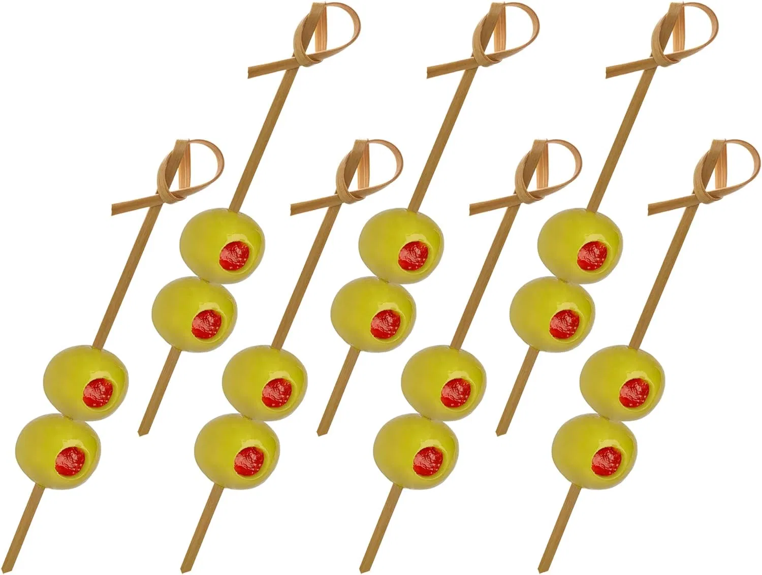 Bamboo Tea Knotted Knot Skewers Picks for Cocktails Red Fruit Skewer Knot Pick Loop Skewer
