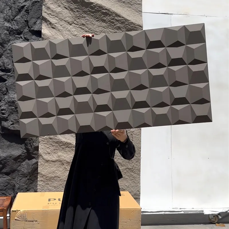 3D Square Stone Texture PU Stone Wall Panels Faux Exterior Panels Artificial Stone Polyurethane Sheet