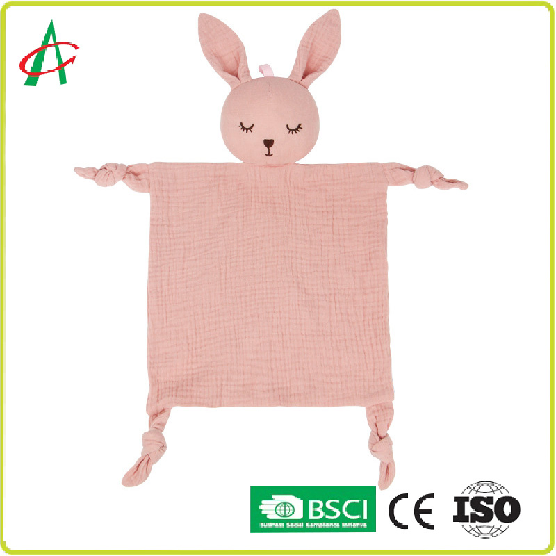 Baby Cotton Gauze Towel Baby Nibble to Sleep with Handkerchief Rabbit Toy Renewable Material