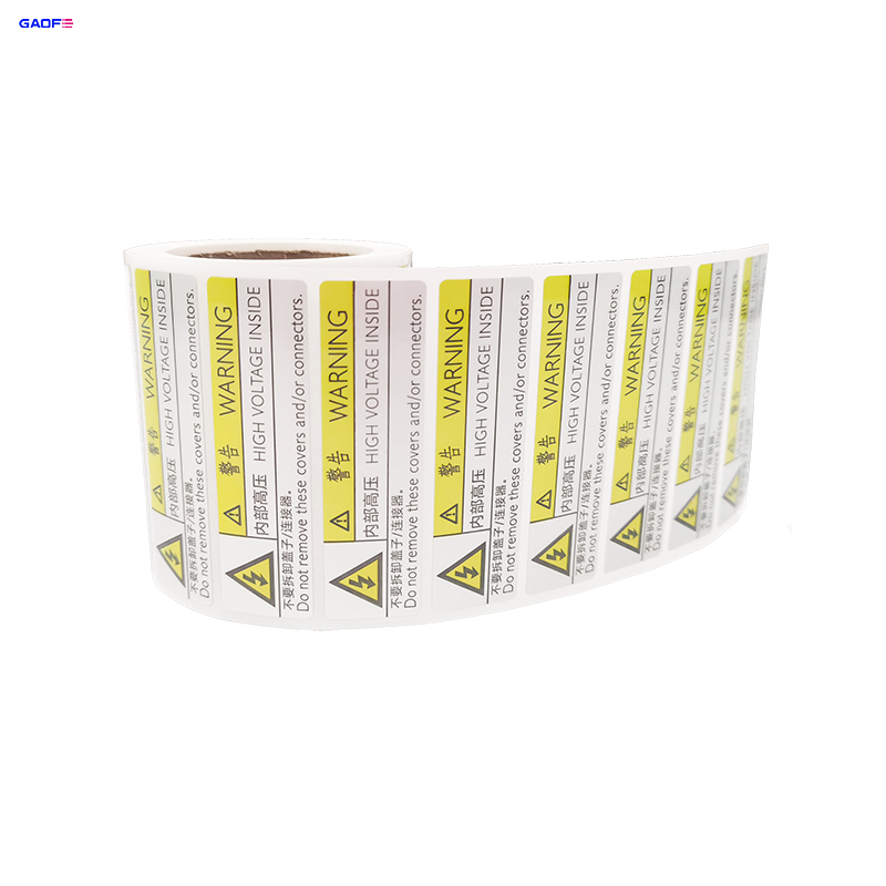Warning Sliver Pet with Strong Glue Logo Customized Label Polyester Equipment Sticker