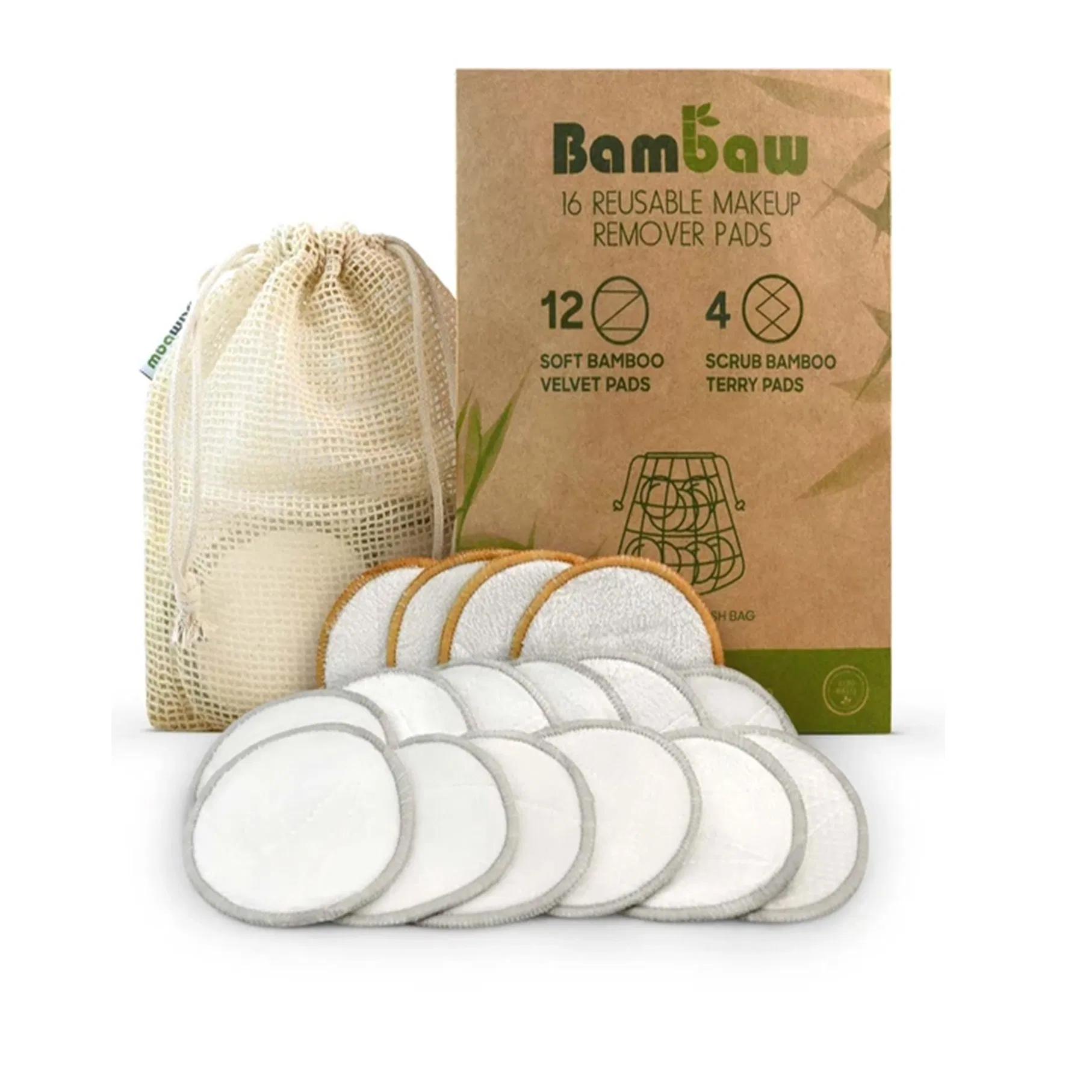 Wz Bamboo Cotton Round Reusable Makeup Remover Washable Facial Cleaning Pad