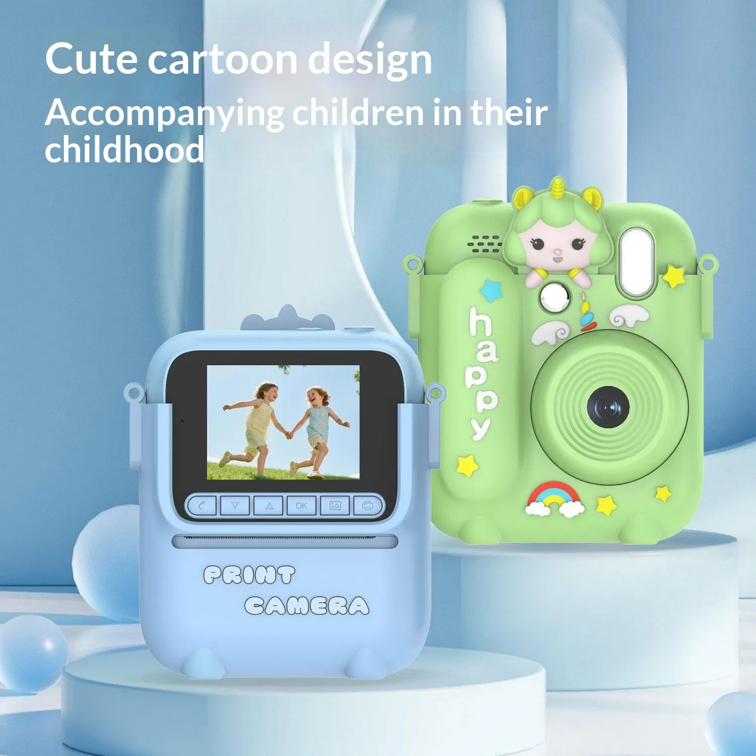 Z700 Kids Instant Camera for Girls, 2.4 Inch 1080P Digital Camera for Kids with Instant Print, Unicorn Silicone Case, 32GB Memory Card & Card Reader, Birthday C