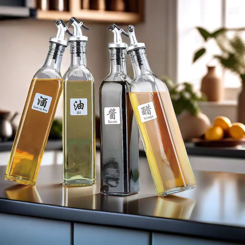 Food Soy Sauce Food Soy Sauce Fish Glass Bottles Cruet Cooking Oil and Vinegar Oil Dispenser Stai Stainless Pourer Spout