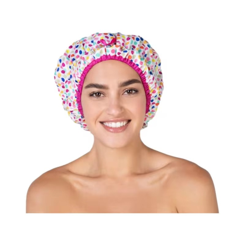 Promotional High Quality Waterproof Oversized Adjustable Elastic Band Durable Shower Caps