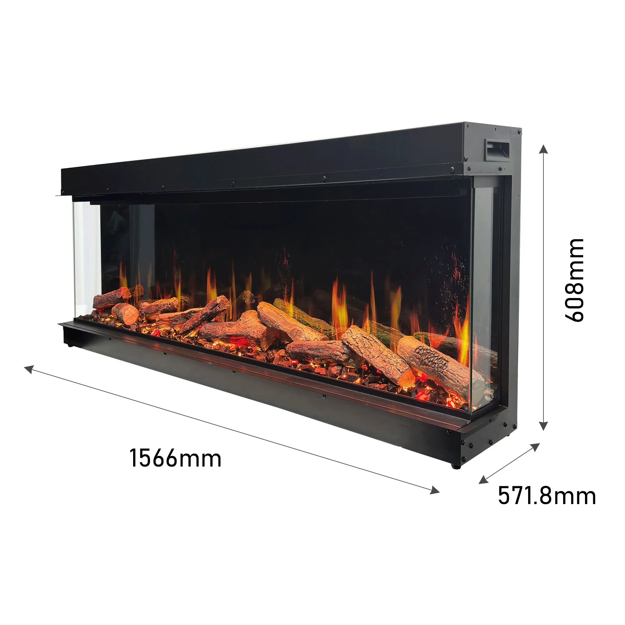 Modern Smart Electric Fireplace with WiFi APP Control, 3D Realistic Flames, Wall Mounted & Recessed Heater for Home & Hotel Decor