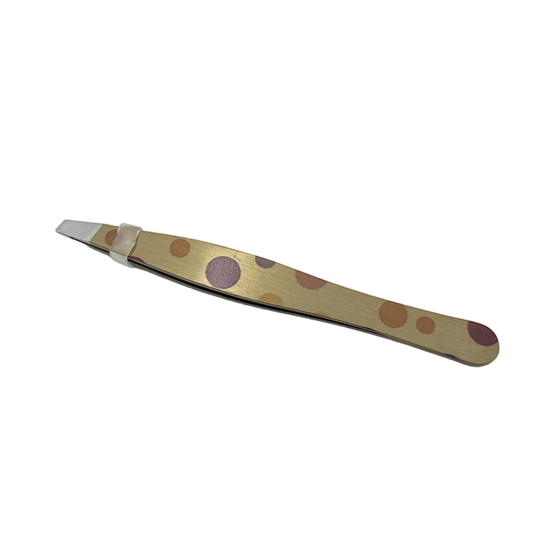 Colored Fashionable Beauty Tool Stainless Steel Flat Eyebrow Tweezer for Eyelash Grafting