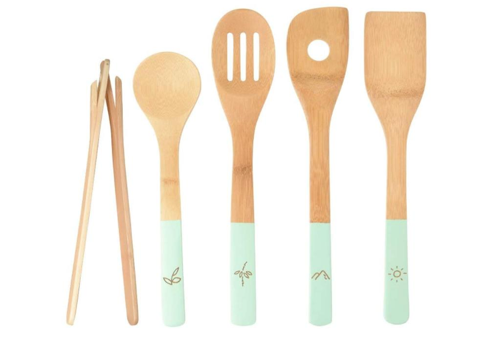 Organic 6 Piece Bamboo Cooking & Serving Utensils Set