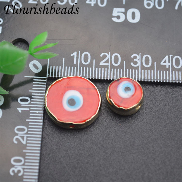 Gold-Plated Bright Color Round Royal Blue Evil Eye Glass Coloured Glaze Beads