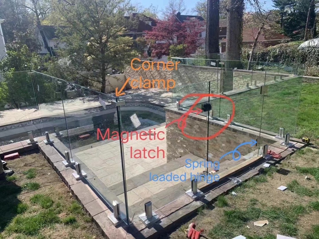 Stainless Steel Wall Bracket Secure to Wall or Post Glass Fence Clamps Glass to Glass 90 Degree Clamp