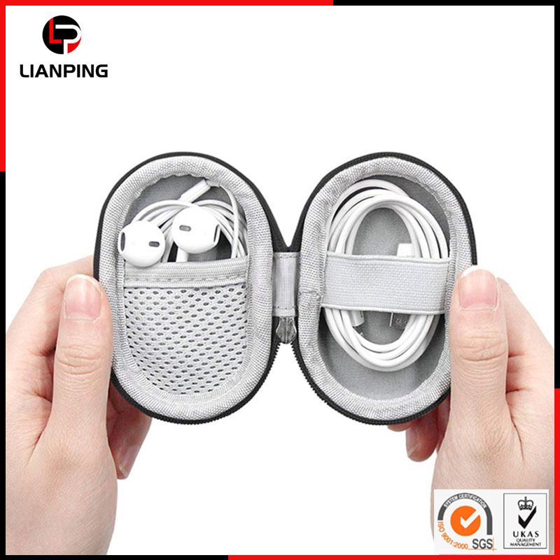 Portable Protective Shockproof Hard EVA Earphone Case with Mesh Pocket
