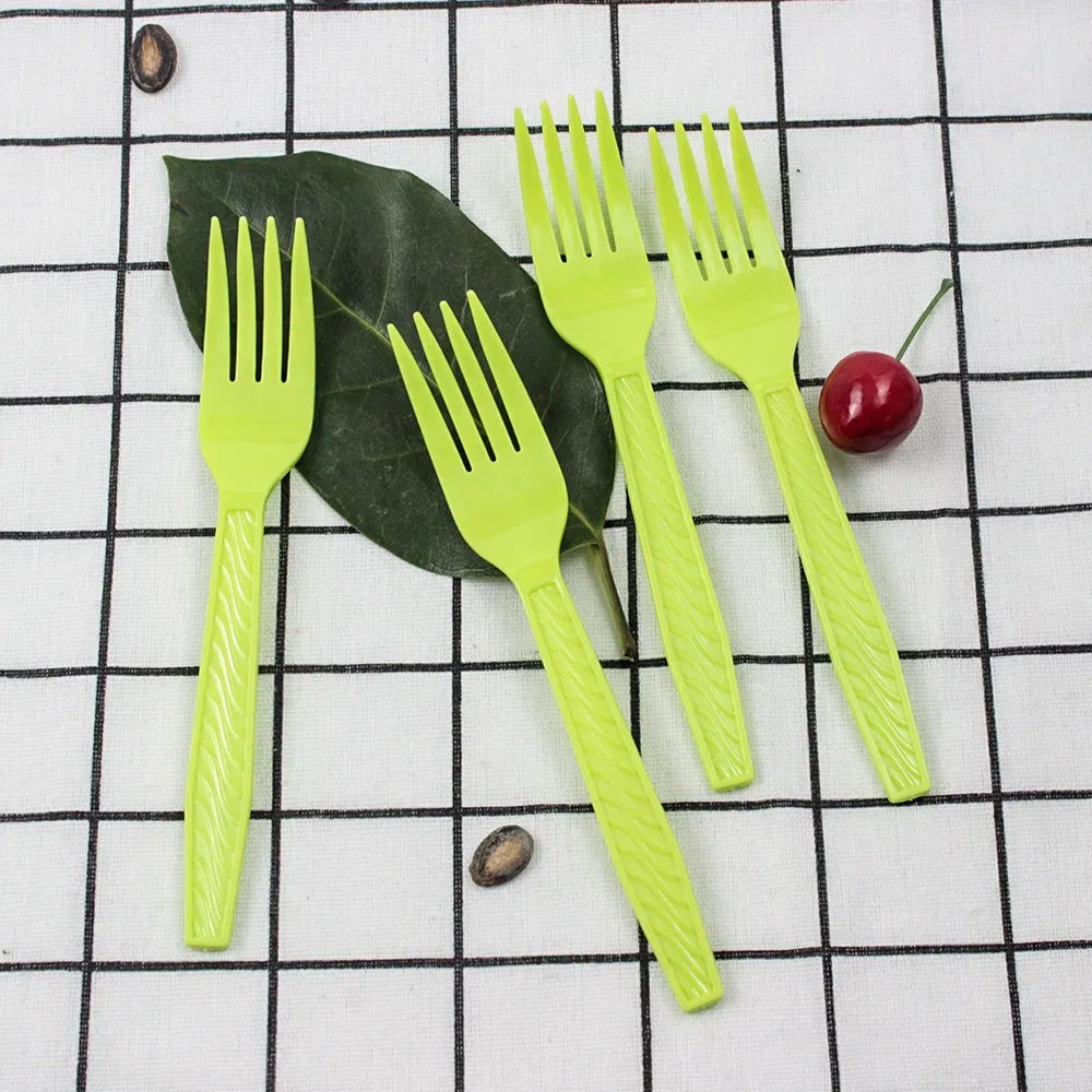Disposable Plastic Cutlery 175mm Length PS Plastic Fork Custom Green for Restaurant