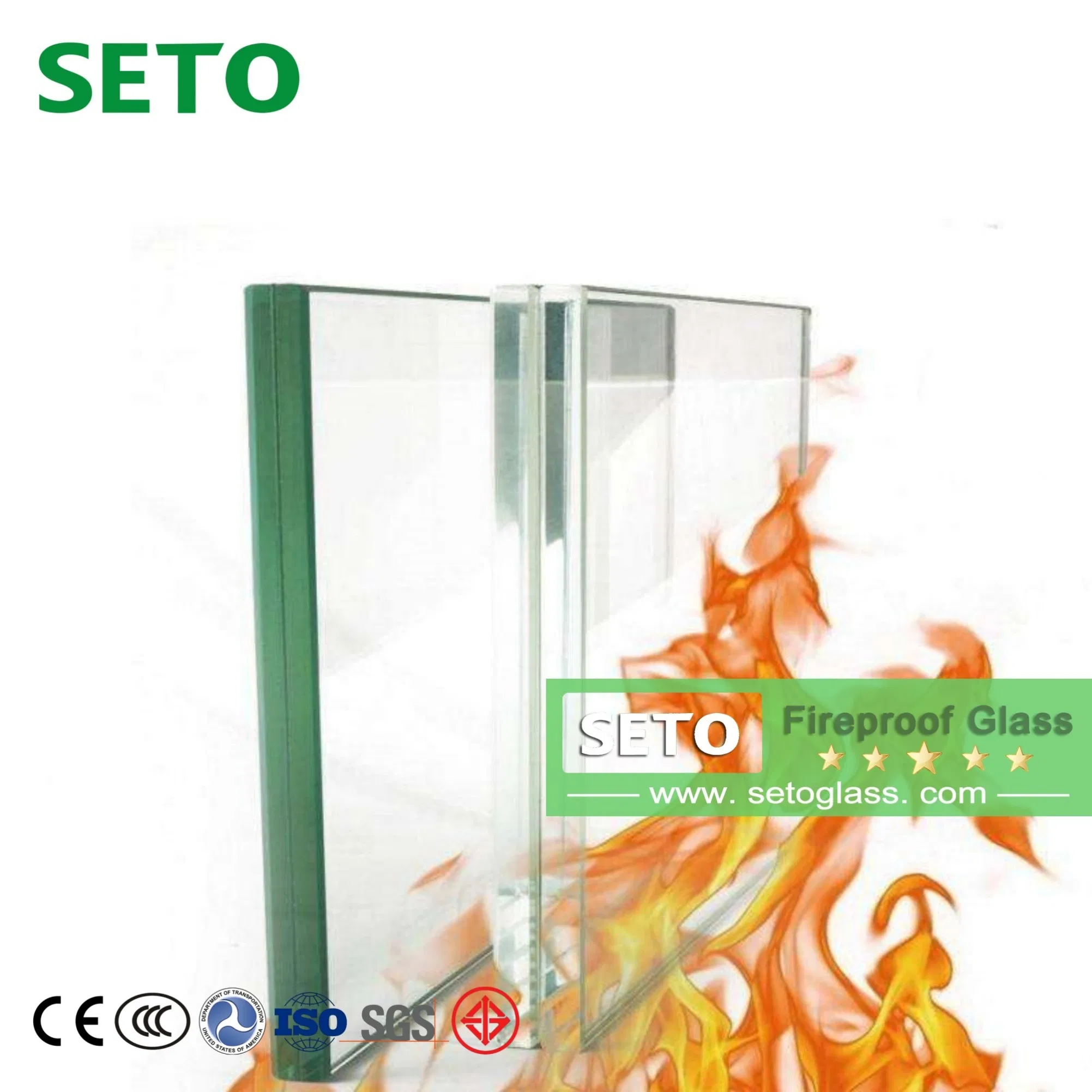 Fireproof Glass Fire Resistant Glass Ei30 Ei60 Ei90 Ei120 for Curtain Wall Skylight Firewall