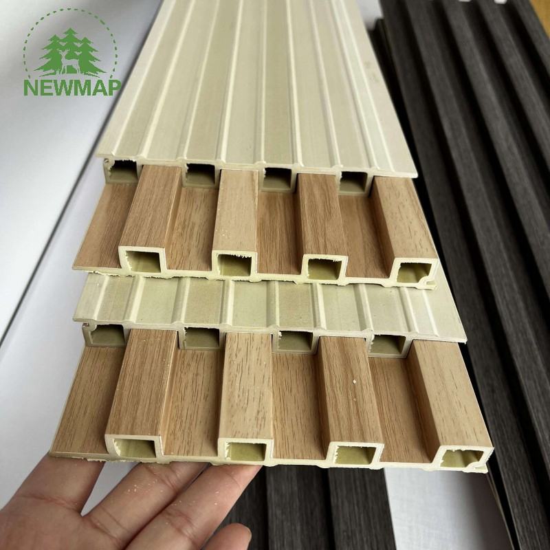 Fluted Wooden Grain Half Covered WPC/PVC Wall Panel