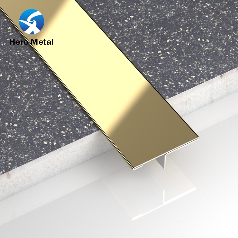 Wholesale Flooring Decoration Stainles Steel Profile T Shape Corner for Outside Gold Grey Hero Metal Trim Edge Tile Strip