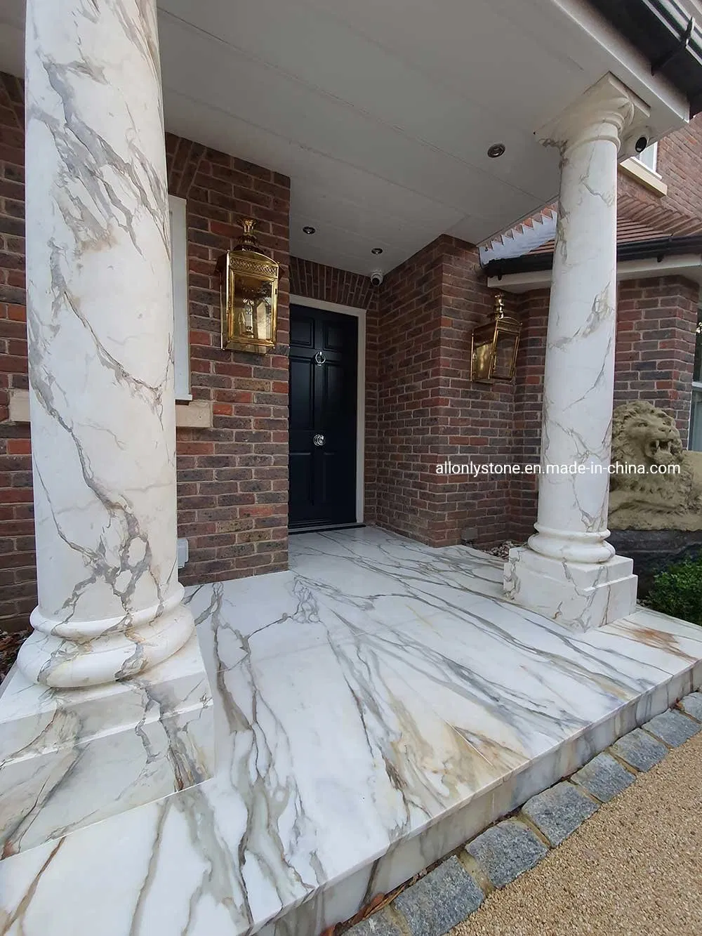 Natural Calacatta White Marble Hollow Column Shelf Interior Design Pillars for Sale