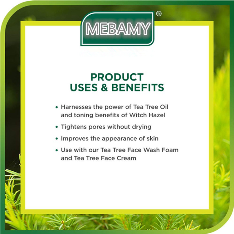 Natural Tea Tree and Witch Hazel Toner for Purifies Skin & Tightens Pores