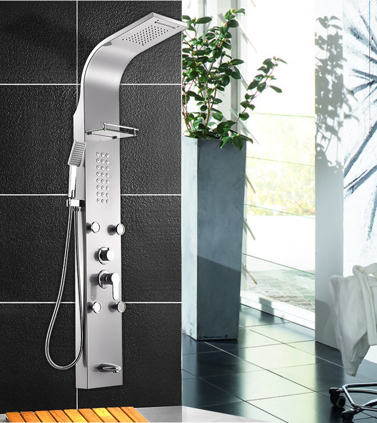 Wall Mounted Multifunctional SPA Bathroom Shower Panel with Shelf