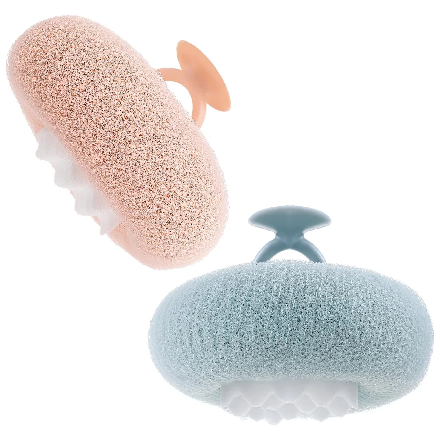 Soft Sunflower Suction Cup Mesh Body Bath Brush with Comfortable Non-Slip Handle
