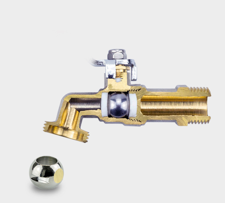Brass Lockable Ball Valve Large Flow Faucet Used for Garden Hoses/Outdoor/Washing Machines/Sinks