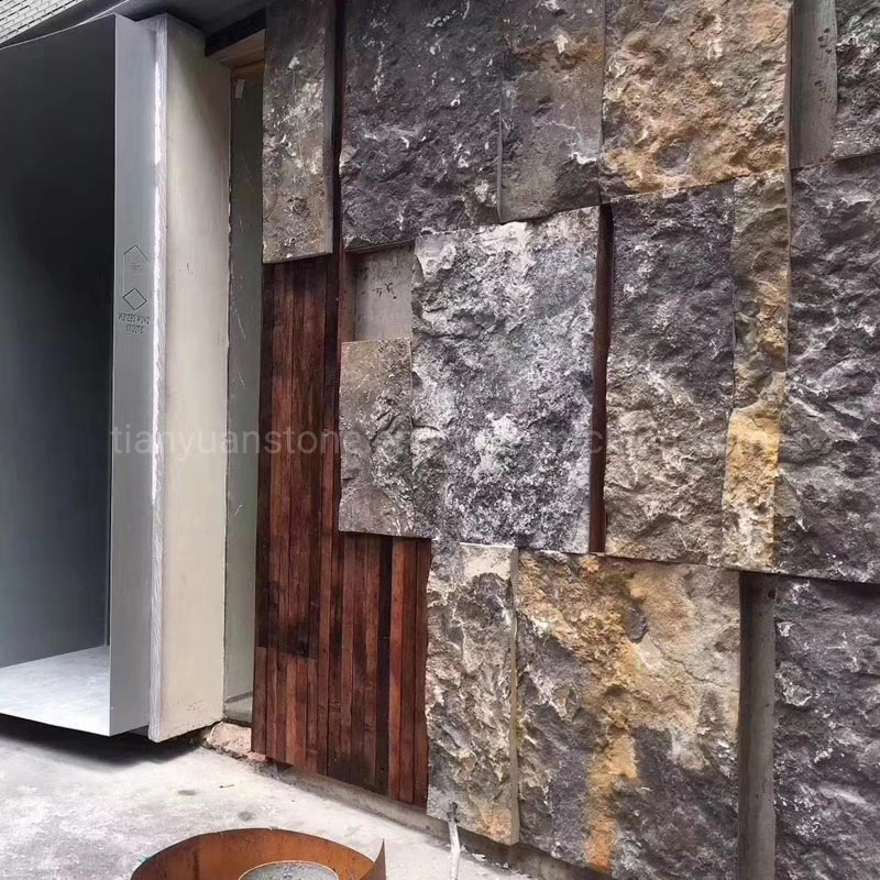 Natural Blue Limestone Sandblasted Wall Tile Floor Non-Slip Paving Tile Wall Covering Tile