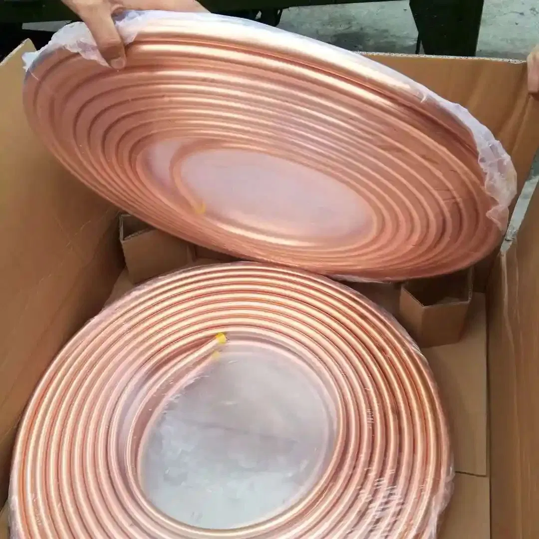 High Quality 1/4" 1/2" 3/8" 5/16" 3/4" Copper Pancake Coil Pipe C11000 C12200 15m Copper Tube Coil for Air Conditioners Refrigeration