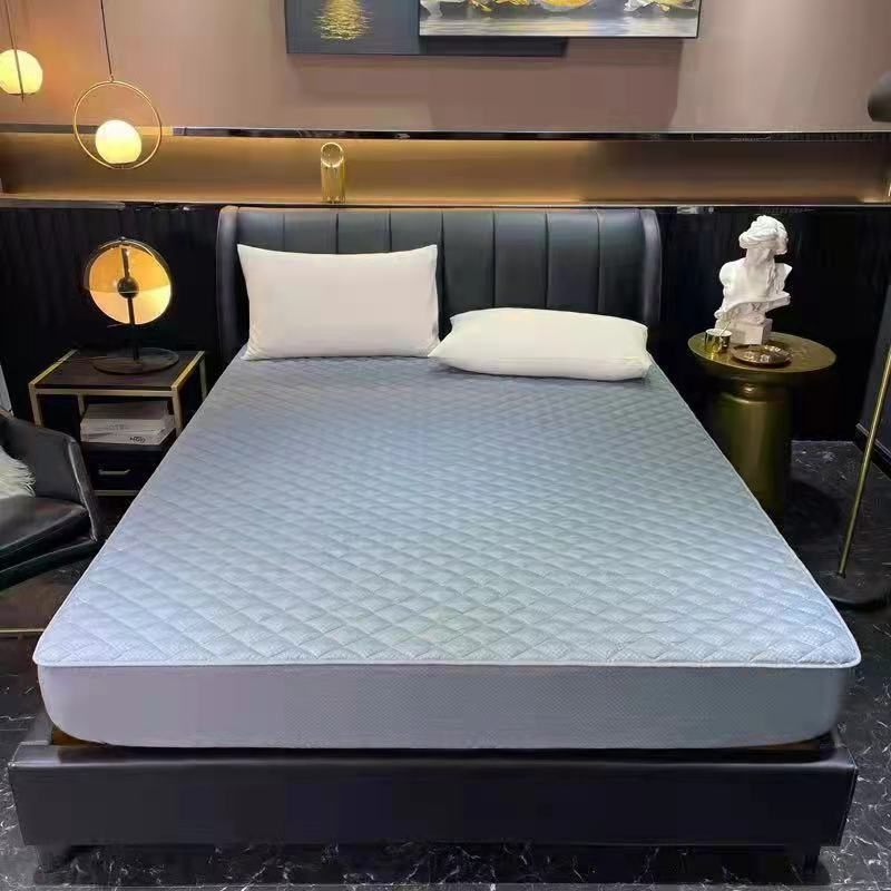 Solid Color Quilted Mattress Cover King Queen Anti-Mite Mattress Protector