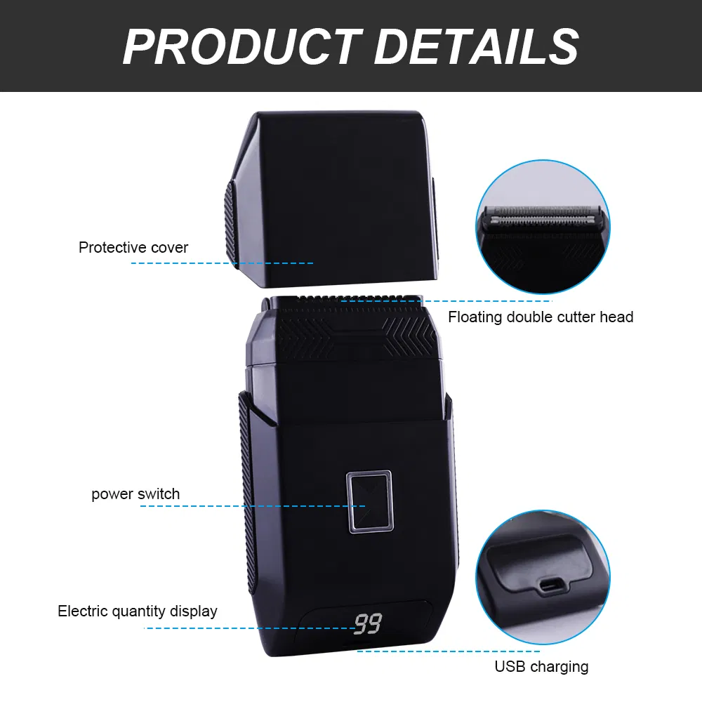 Rechargeable Electric Foil Shavers with 2 Blade Heads Reciprocating Ipx7 Waterproof