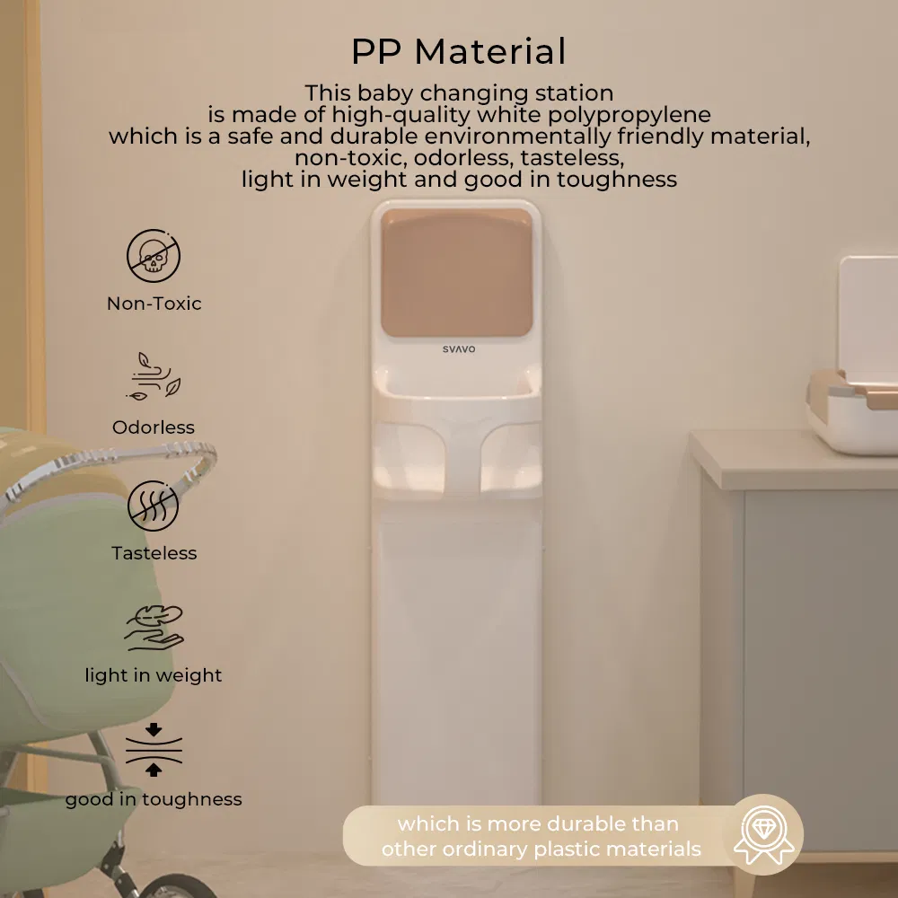 Commercial Nursery Wall Mounted Antibacterial Baby Care Seat Unit Station Bathroom Baby Seat