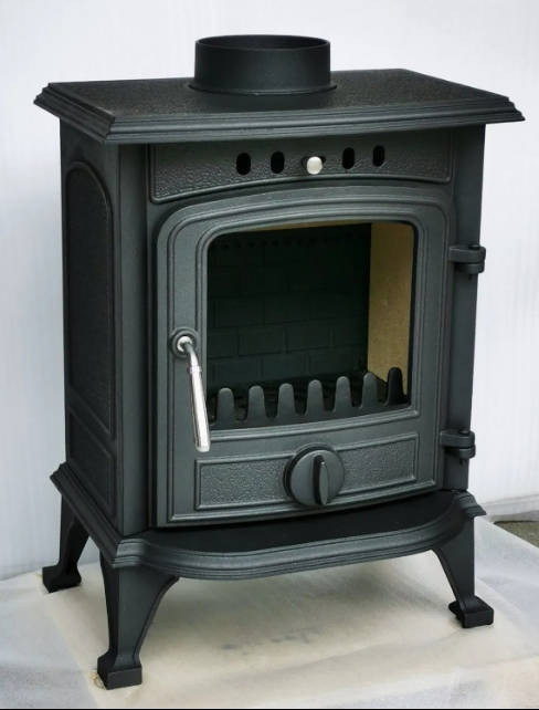 Compact Hybrid Cast Iron Wood Stove for Efficient Heating