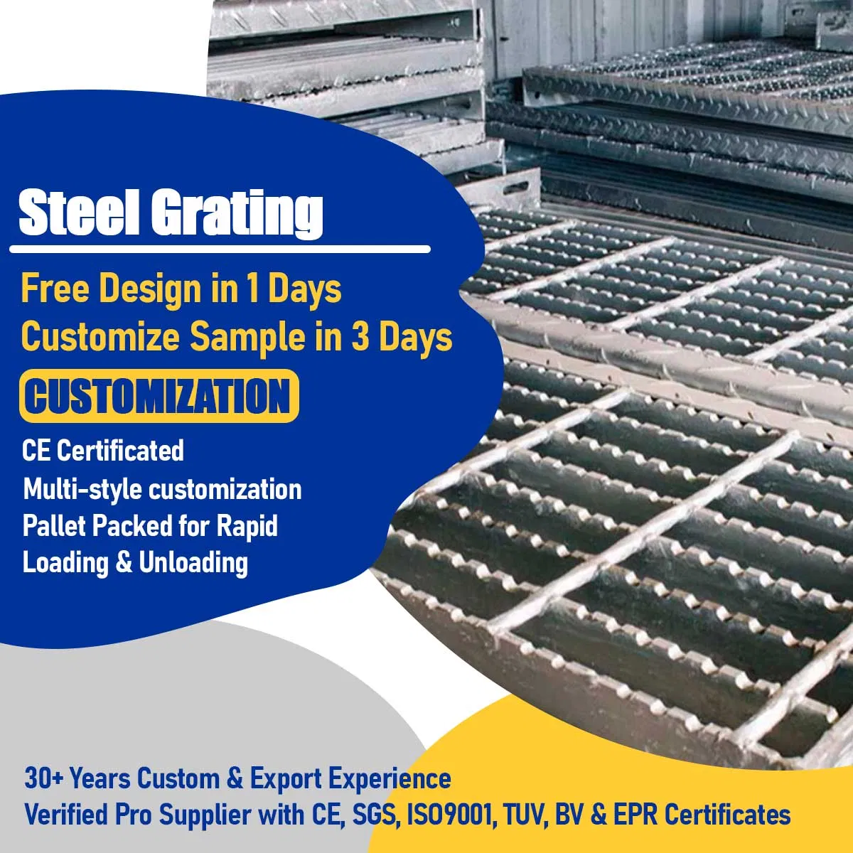 Shengxiang Galvanized Steel Grating Trench Cover Welded Bar Grating Press Lock Steel Grating Flat Bar Floor/Platform/Driveway/Serrated/I Bar/Steel Grating